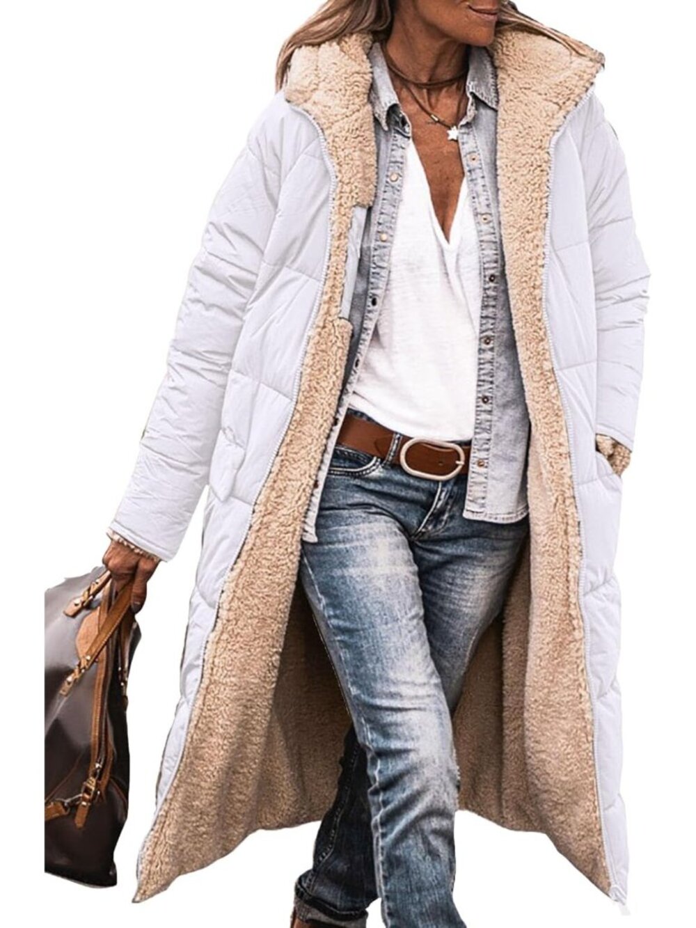Cozy Women's Winter Fleece Long Coat - Warm, Stylish Outerwear for Cold Weather